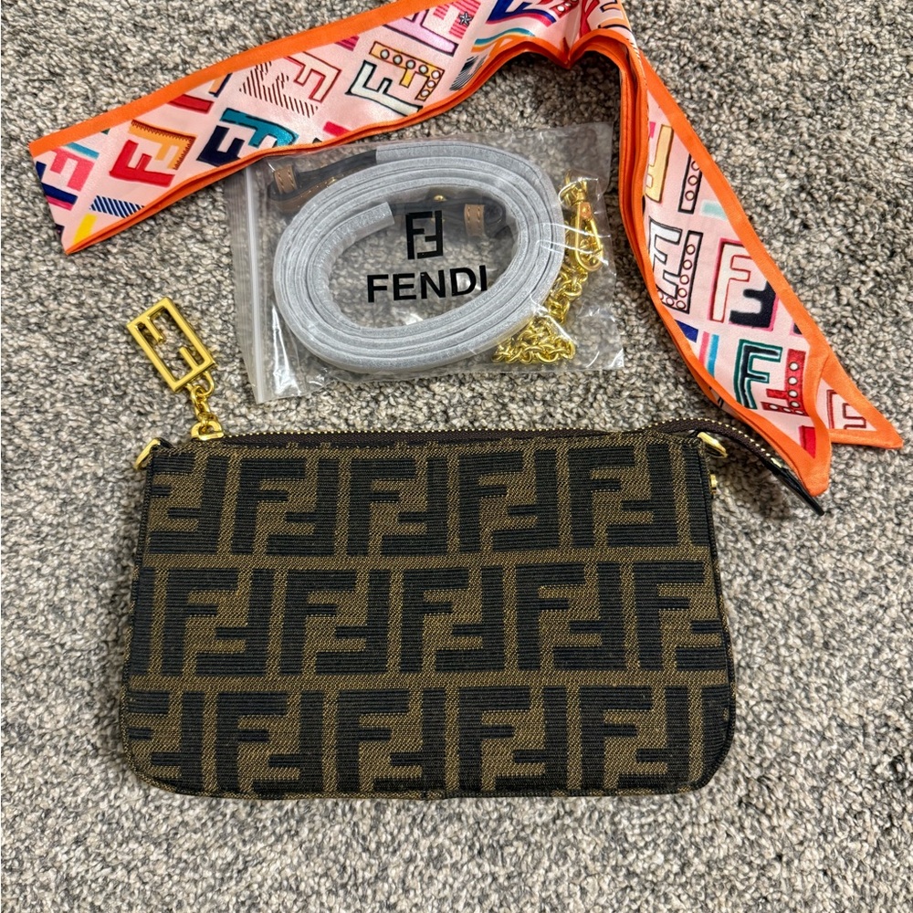 Brown and Gold Women's Mini Purse